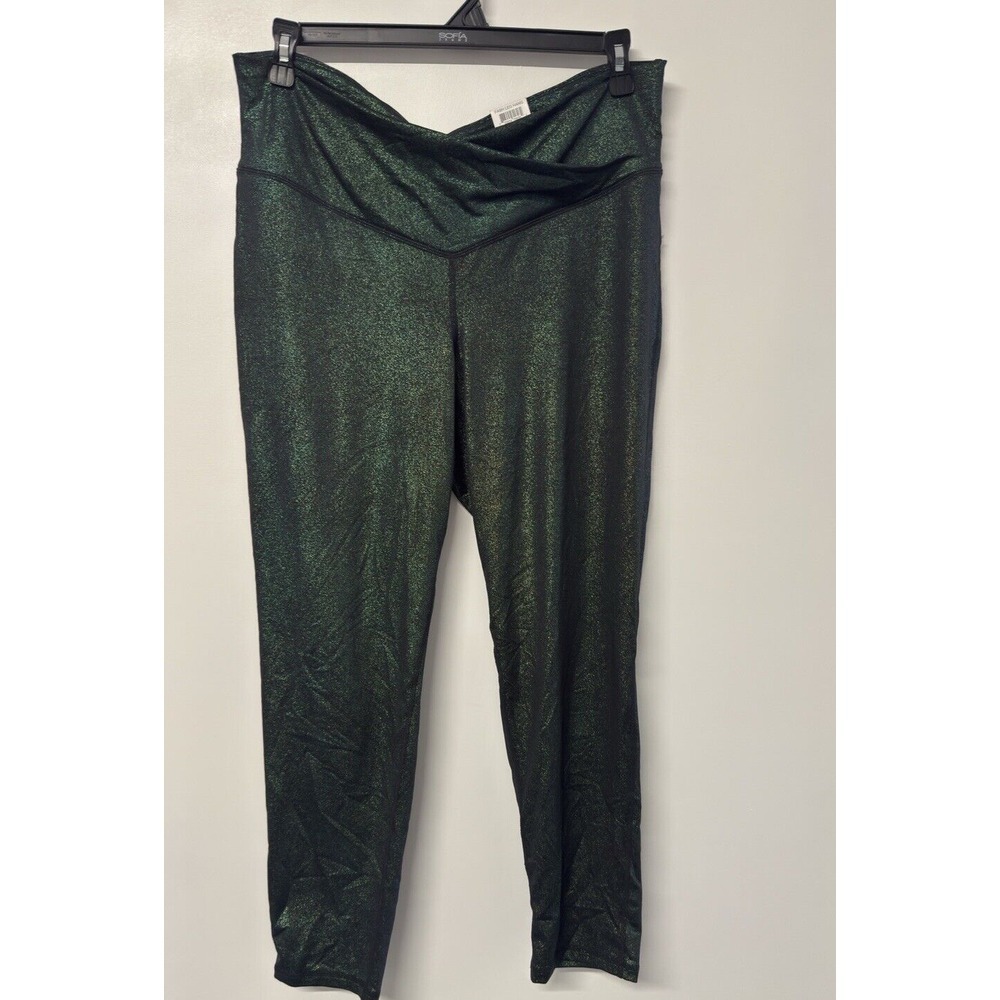 Leggings Iridescent Foil Green XXL  JENNI $29 New Super Stretch #34 St Patrick's